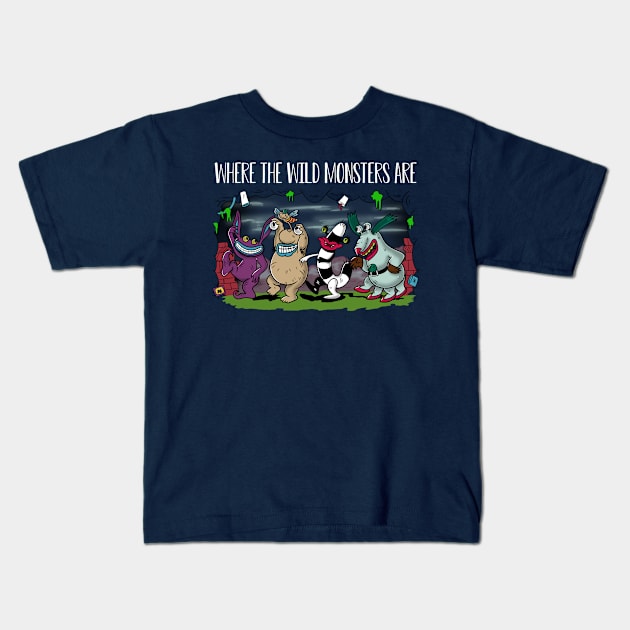 Wild Monsters Kids T-Shirt by absolemstudio